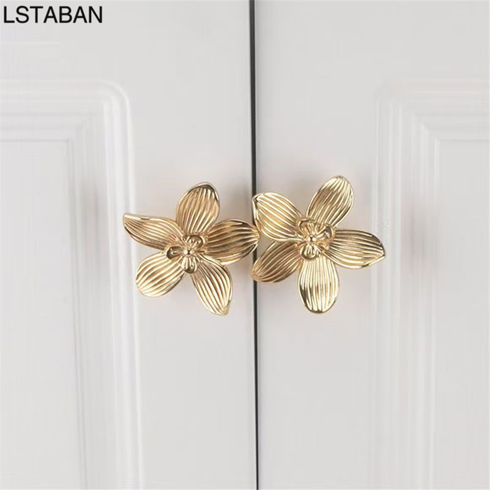 Flower Shape Solid Gold Kitche – Furniture Hardware Gold Bewertung und Preis