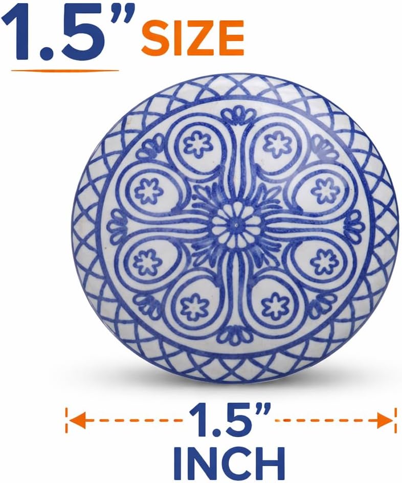 Hand Painted Blue Floral Ceram – Cabinet Knob Round Bewertung und Preis