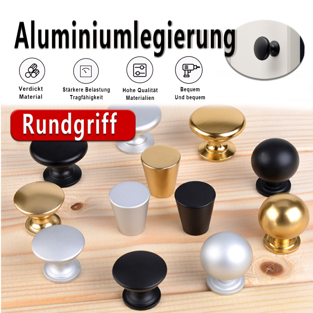 5PCS Aluminum  Kitchen Cupboar – Cabinet Knob Round Bewertung und Preis